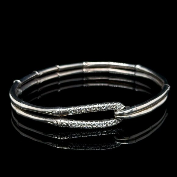 John Hardy Diamond Bamboo Bangle - Picture 1 of 10